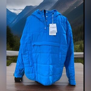 Fashion Women’s Pullover Hooded Puffer Blue XL Jacket